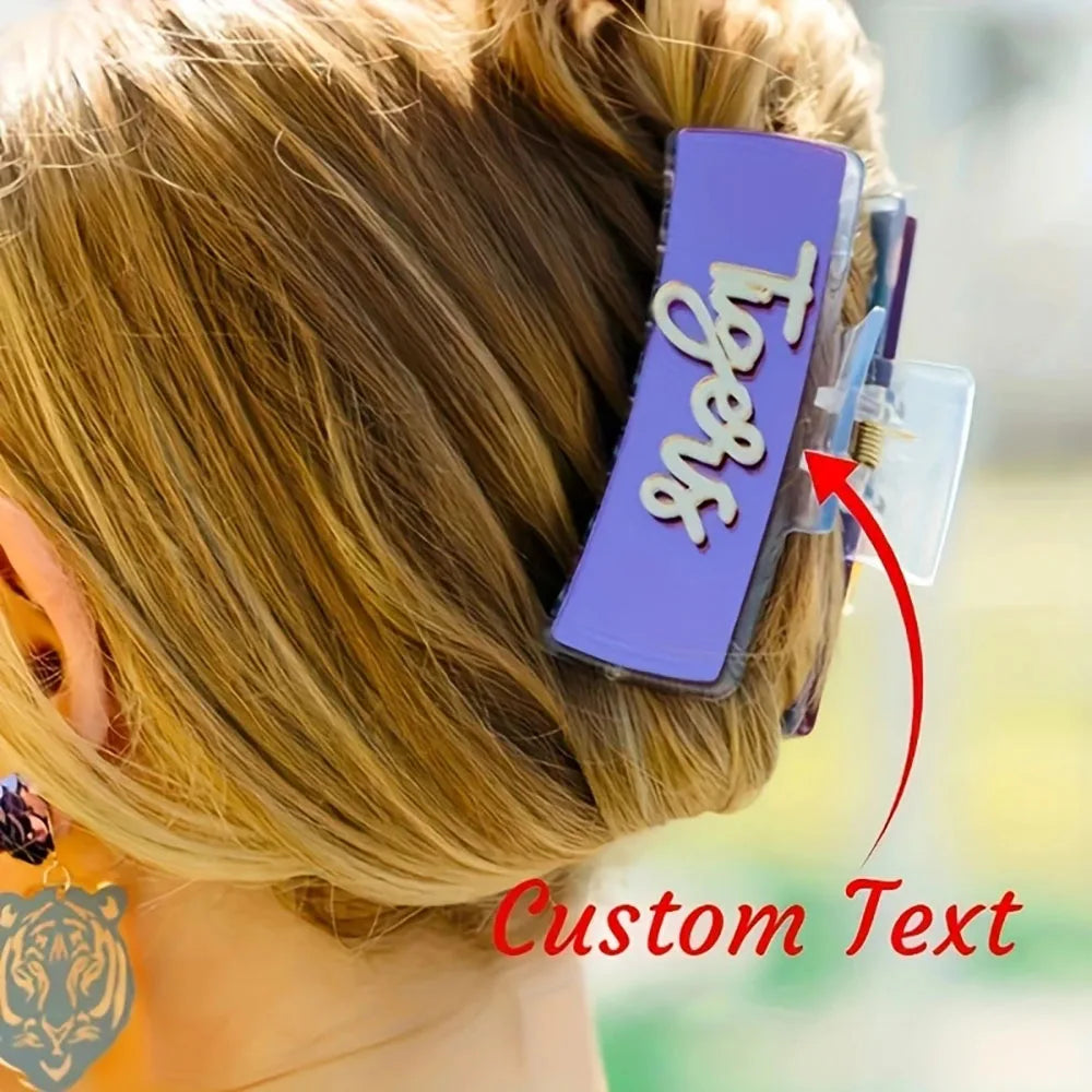 SolaBloom Custom Name Hair Claw Clip – Personalized Macaron Color Hair Accessories for Women, Summer Beach Cute Handmade Gift