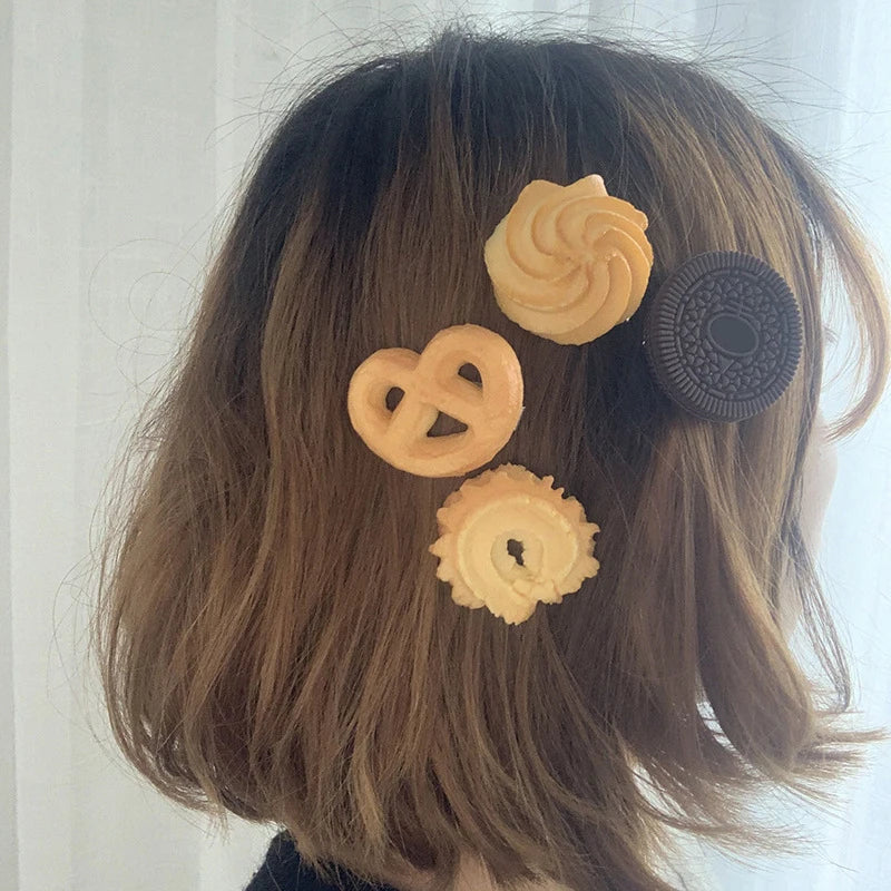 New Creative Cute Biscuit Hairpin for Girls – Simple Side Top Hair Clip, Fashion Hair Ornament, Stylish Hair Accessories