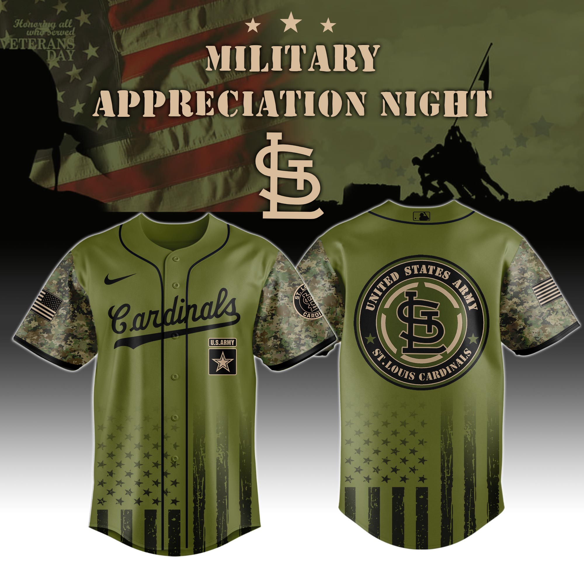 St.Louis Cardinals Army Military Appreciation Night Jersey 